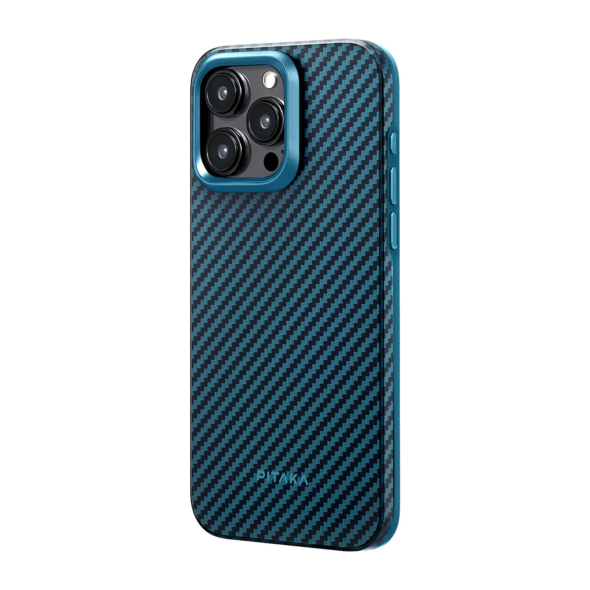 iPhone 15 Pro Max Kılıf M-safe Şarj Özellikli 1500D Aramid Fiber Pitaka Military-Grade Classic Serisi Black-Grey Twill Kapak