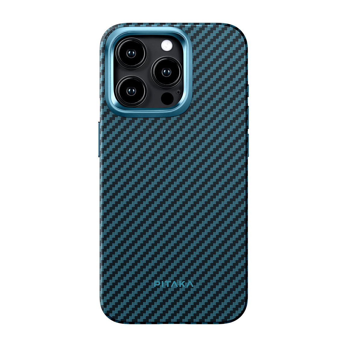 iPhone 15 Pro Max Kılıf M-safe Şarj Özellikli 1500D Aramid Fiber Pitaka Military-Grade Classic Serisi Black-Grey Twill Kapak