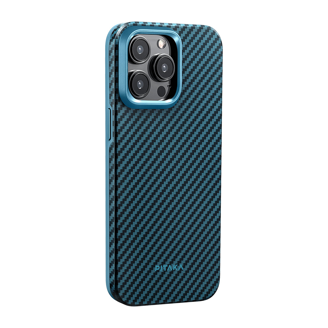 iPhone 15 Pro Max Kılıf M-safe Şarj Özellikli 1500D Aramid Fiber Pitaka Military-Grade Classic Serisi Black-Grey Twill Kapak