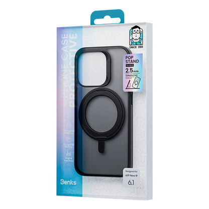 iPhone 15 Pro Max Kılıf M-safe Şarj Özellikli 360° Dönebilen Benks Pop Stand Kapak