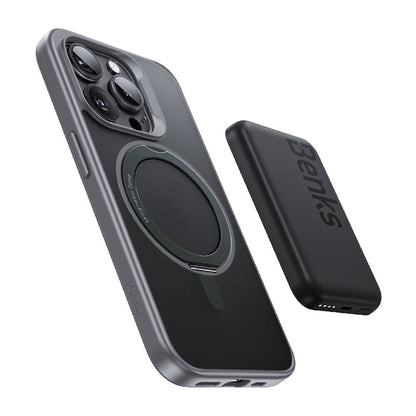 iPhone 15 Pro Max Kılıf M-safe Şarj Özellikli 360° Dönebilen Benks Pop Stand Kapak