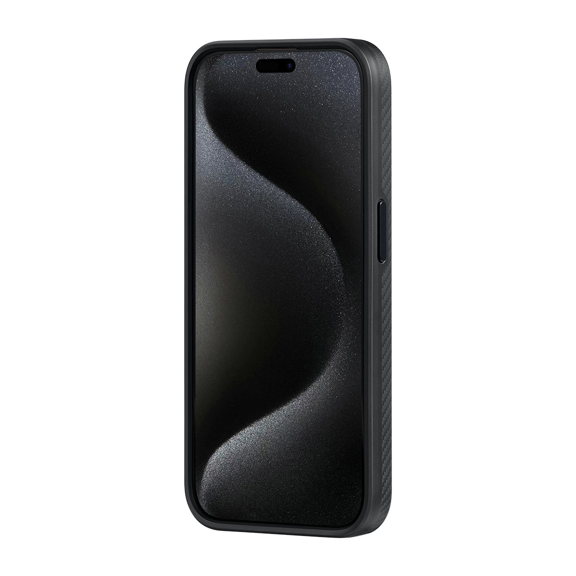 iPhone 15 Pro Max Kılıf M-safe Şarj Özellikli 600D Aramid Fiber Pitaka Military-Grade Classic Serisi Black-Grey Twill Kapak