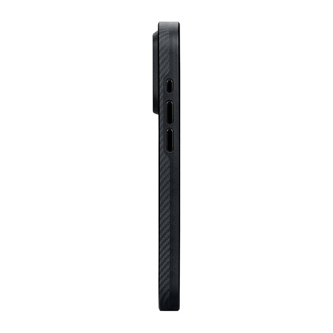 iPhone 15 Pro Max Kılıf M-safe Şarj Özellikli 600D Aramid Fiber Pitaka Military-Grade Classic Serisi Black-Grey Twill Kapak