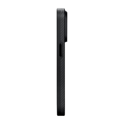 iPhone 15 Pro Max Kılıf M-safe Şarj Özellikli 600D Aramid Fiber Pitaka Military-Grade Classic Serisi Black-Grey Twill Kapak