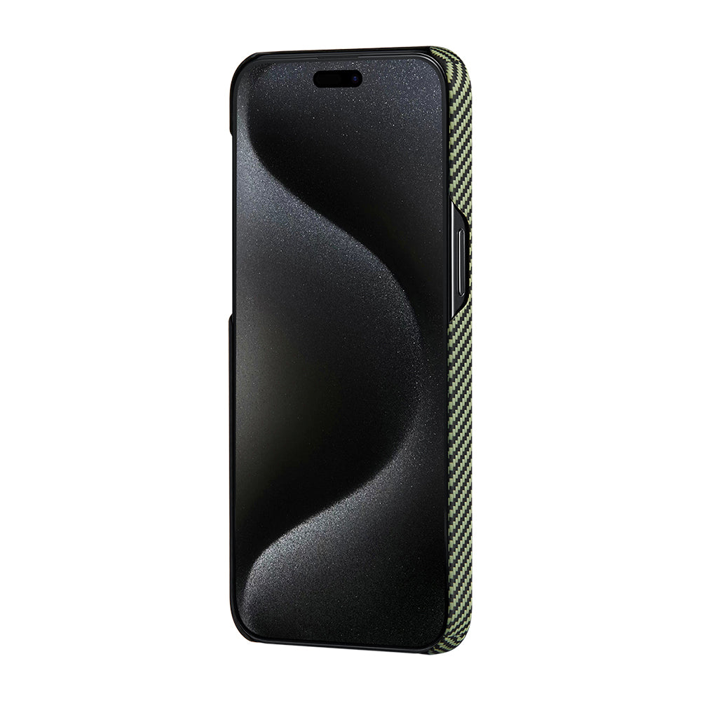 iPhone 15 Pro Max Kılıf M-safe Şarj Özellikli 600D Aramid Fiber Pitaka Tactile Woven Orchestra Serisi Overture Kapak