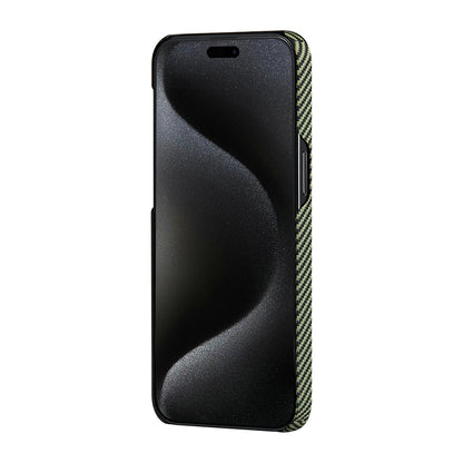 iPhone 15 Pro Max Kılıf M-safe Şarj Özellikli 600D Aramid Fiber Pitaka Tactile Woven Orchestra Serisi Overture Kapak