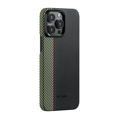 iPhone 15 Pro Max Kılıf M-safe Şarj Özellikli 600D Aramid Fiber Pitaka Tactile Woven Orchestra Serisi Overture Kapak