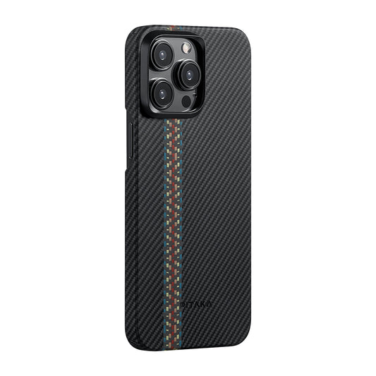 iPhone 15 Pro Max Kılıf M-safe Şarj Özellikli 600D Aramid Fiber Pitaka Tactile Woven Orchestra Serisi Rhapsody Kapak