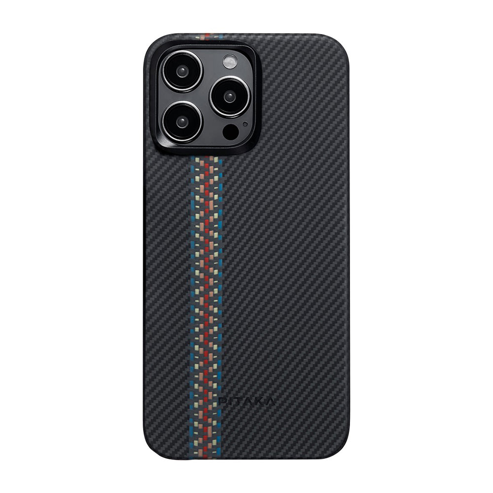 iPhone 15 Pro Max Kılıf M-safe Şarj Özellikli 600D Aramid Fiber Pitaka Tactile Woven Orchestra Serisi Rhapsody Kapak