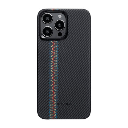 iPhone 15 Pro Max Kılıf M-safe Şarj Özellikli 600D Aramid Fiber Pitaka Tactile Woven Orchestra Serisi Rhapsody Kapak
