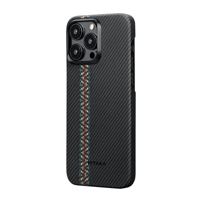 iPhone 15 Pro Max Kılıf M-safe Şarj Özellikli 600D Aramid Fiber Pitaka Tactile Woven Orchestra Serisi Rhapsody Kapak