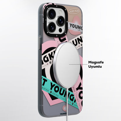 iPhone 15 Pro Max Kılıf M-safe Şarj Özellikli Airbagli Çift Katmanlı Youngkit Flipped Serisi Kapak