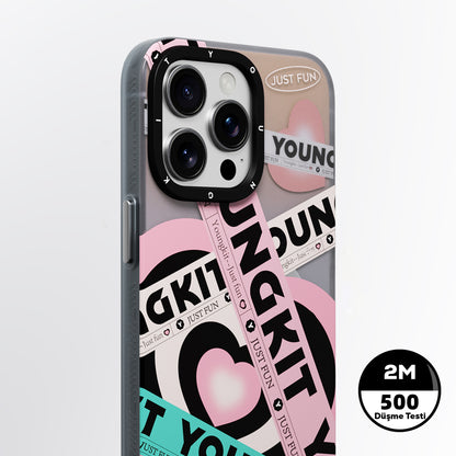 iPhone 15 Pro Max Kılıf M-safe Şarj Özellikli Airbagli Çift Katmanlı Youngkit Flipped Serisi Kapak
