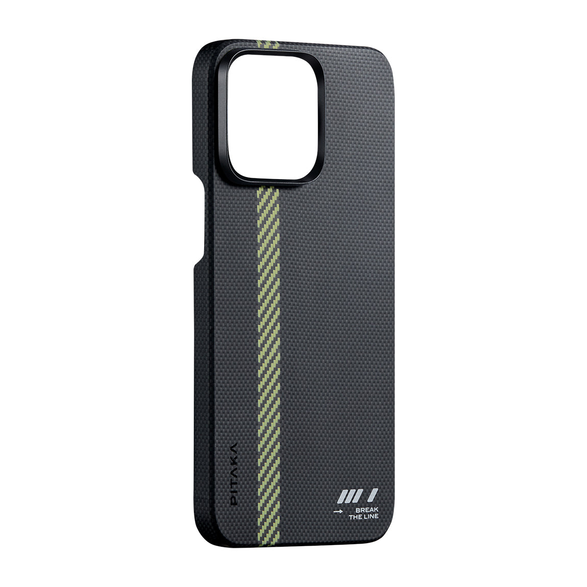 iPhone 15 Pro Max Kılıf M-safe Şarj Özellikli Aramid Fiber Pitaka Tactile Woven Break The Line Kapak
