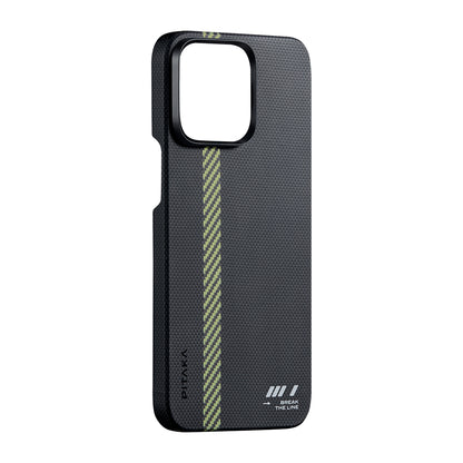 iPhone 15 Pro Max Kılıf M-safe Şarj Özellikli Aramid Fiber Pitaka Tactile Woven Break The Line Kapak