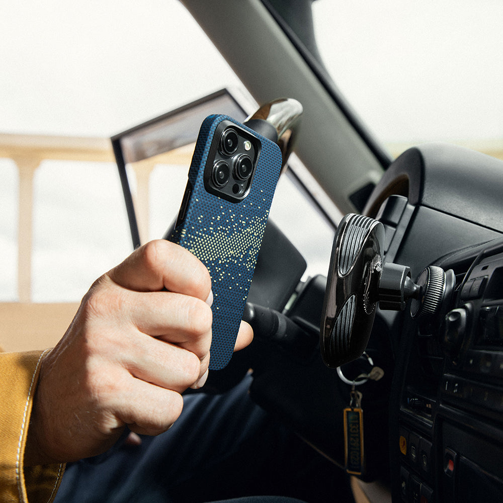 iPhone 15 Pro Max Kılıf M-safe Şarj Özellikli Aramid Fiber Pitaka Tactile Woven Starpeak Serisi Milky Way Galaxy Kapak