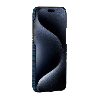 iPhone 15 Pro Max Kılıf M-safe Şarj Özellikli Aramid Fiber Pitaka Tactile Woven Starpeak Serisi Over The Horizon Kapak