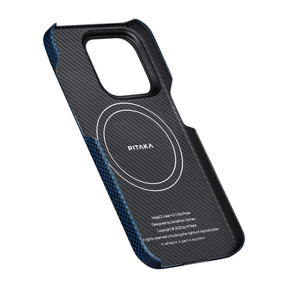 iPhone 15 Pro Max Kılıf M-safe Şarj Özellikli Aramid Fiber Pitaka Tactile Woven Starpeak Serisi Over The Horizon Kapak