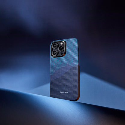 iPhone 15 Pro Max Kılıf M-safe Şarj Özellikli Aramid Fiber Pitaka Tactile Woven Starpeak Serisi Over The Horizon Kapak