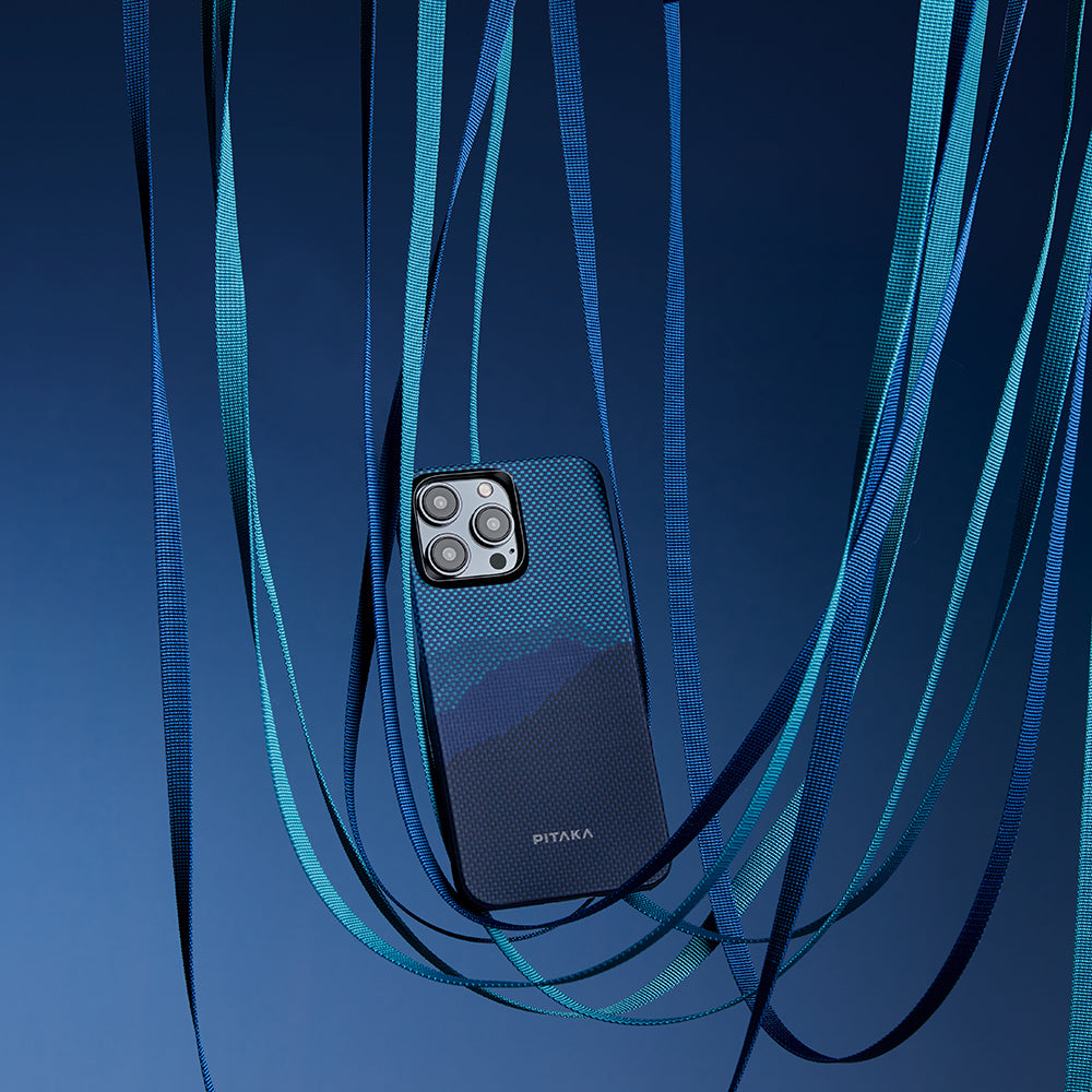 iPhone 15 Pro Max Kılıf M-safe Şarj Özellikli Aramid Fiber Pitaka Tactile Woven Starpeak Serisi Over The Horizon Kapak