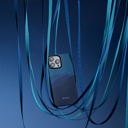 iPhone 15 Pro Max Kılıf M-safe Şarj Özellikli Aramid Fiber Pitaka Tactile Woven Starpeak Serisi Over The Horizon Kapak