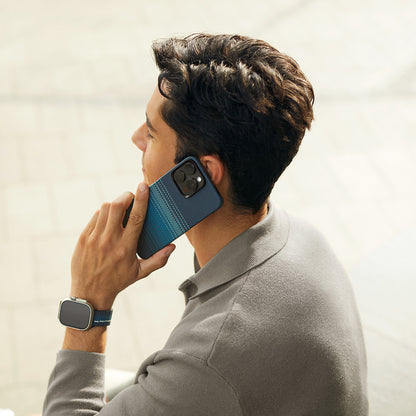 iPhone 15 Pro Max Kılıf M-safe Şarj Özellikli Aramid Fiber Pitaka Tactile Woven Sunset-Moonrise Serisi Moonrise Kapak