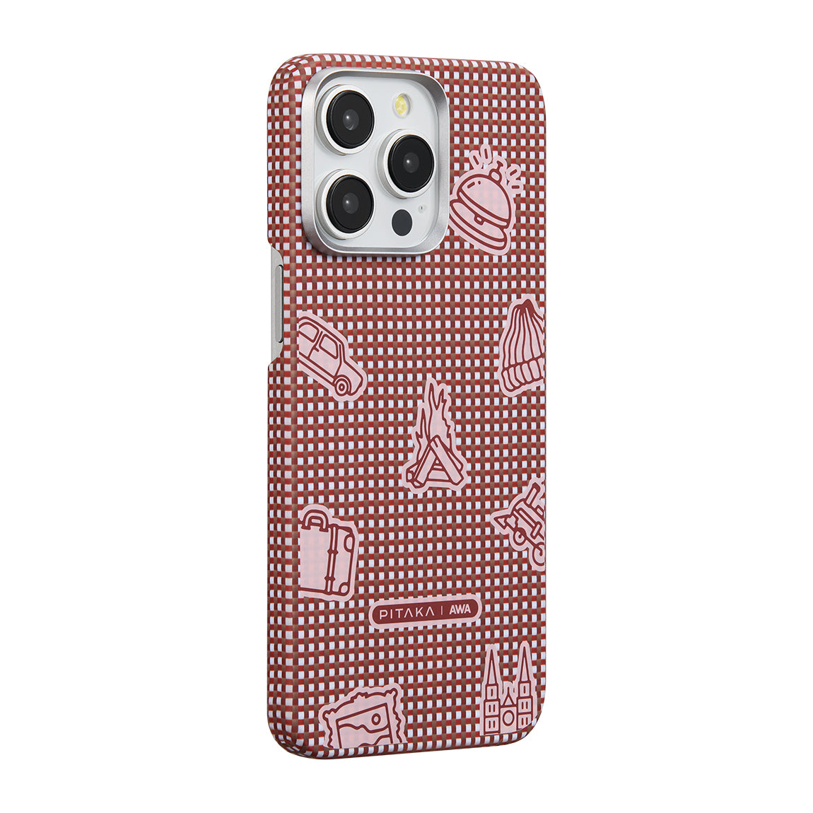 iPhone 15 Pro Max Kılıf M-safe Şarj Özellikli Awa Tasarımlı 1500D Aramid Fiber Pitaka Ultra-Slim Classic Serisi Bonfire Kapak