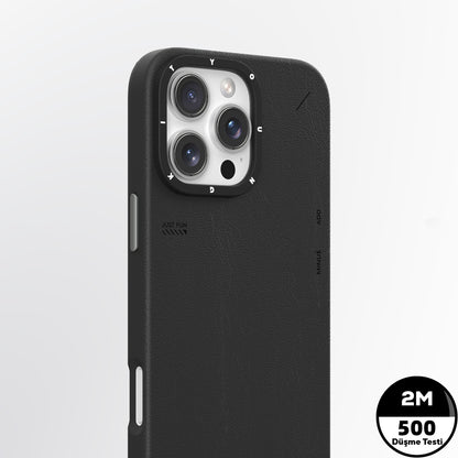iPhone 15 Pro Max Kılıf M-safe Şarj Özellikli Basit Mat Deri Desenli Youngkit Tech Fashion Serisi Kapak