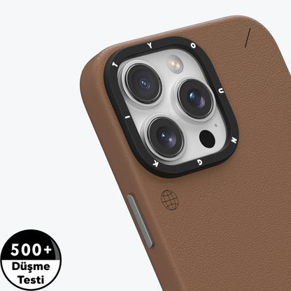iPhone 15 Pro Max Kılıf M-safe Şarj Özellikli Basit Mat Deri Desenli Youngkit Tech Fashion Serisi Kapak