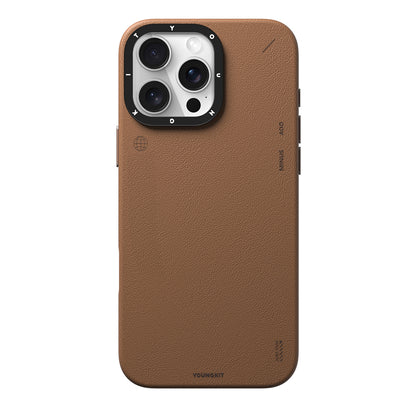 iPhone 15 Pro Max Kılıf M-safe Şarj Özellikli Basit Mat Deri Desenli Youngkit Tech Fashion Serisi Kapak