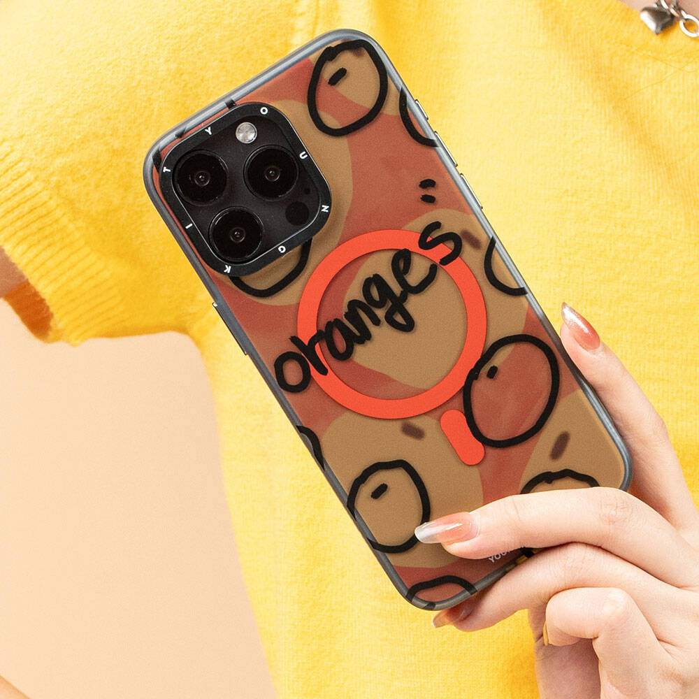 iPhone 15 Pro Max Kılıf M-safe Şarj Özellikli Bee Brown Tasarımlı Youngkit Funny Serisi Kapak