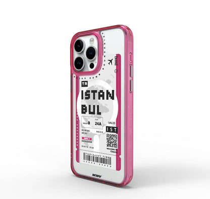 iPhone 15 Pro Max Kılıf M-safe Şarj Özellikli Bilet Desenli Wiwu Turkey B Serisi Kapak