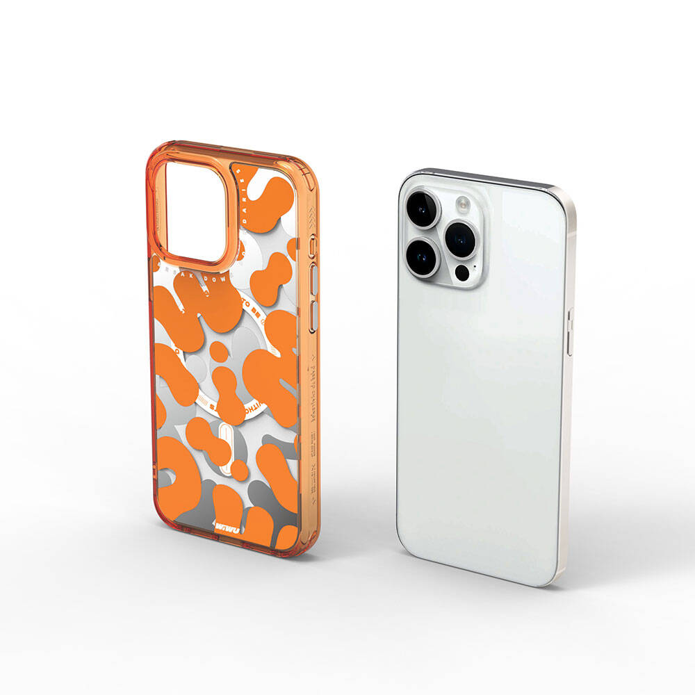 iPhone 15 Pro Max Kılıf M-safe Şarj Özellikli Boya Desenli Wiwu Fluorescent G Serisi Kapak