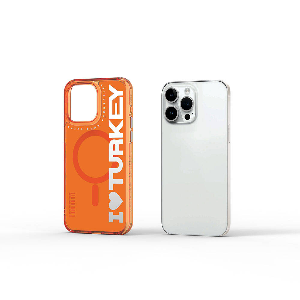 iPhone 15 Pro Max Kılıf M-safe Şarj Özellikli I Love Turkey Yazı Desenli Wiwu Turkey E Serisi Kapak