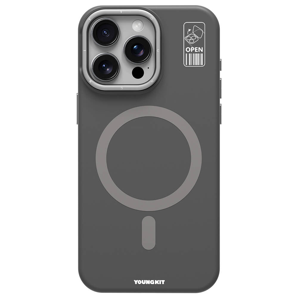 iPhone 15 Pro Max Kılıf M-safe Şarj Özellikli Kamera Standlı Youngkit Bitty Cream Kapak