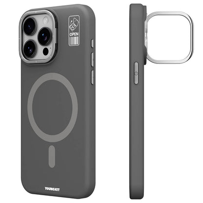 iPhone 15 Pro Max Kılıf M-safe Şarj Özellikli Kamera Standlı Youngkit Bitty Cream Kapak