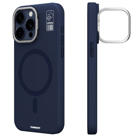 iPhone 15 Pro Max Kılıf M-safe Şarj Özellikli Kamera Standlı Youngkit Bitty Cream Kapak