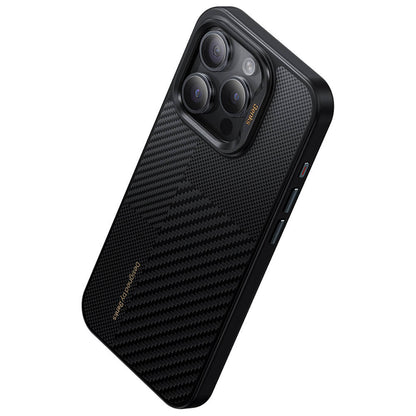 iPhone 15 Pro Max Kılıf M-safe Şarj Özellikli Karbon Fiber Benks Montage Hybrid ArmorPro Kevlar Kapak