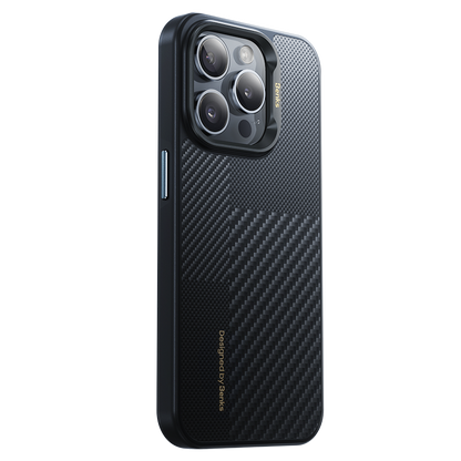 iPhone 15 Pro Max Kılıf M-safe Şarj Özellikli Karbon Fiber Benks Montage Hybrid ArmorPro Kevlar Kapak