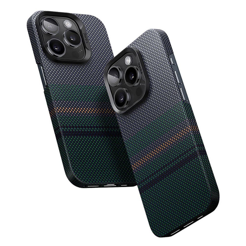 iPhone 15 Pro Max Kılıf M-safe Şarj Özellikli Karbon Fiber Tasarımlı Benks Aurora ArmorAir Kevlar Kapak