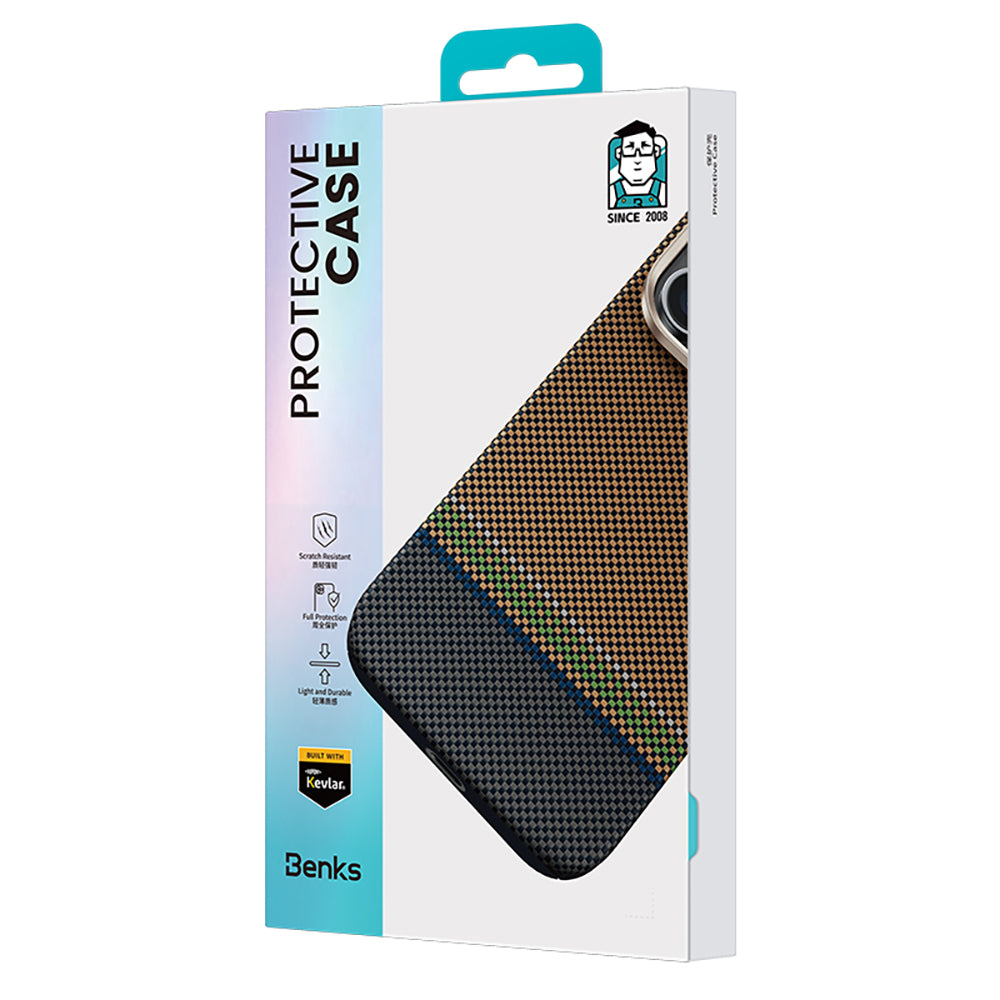 iPhone 15 Pro Max Kılıf M-safe Şarj Özellikli Karbon Fiber Tasarımlı Benks Prestige ArmorAir Kevlar Kapak