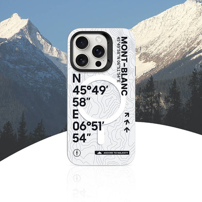 iPhone 15 Pro Max Kılıf M-safe Şarj Özellikli Koordinat Yazı Desenli Benks Summit Serisi Kapak