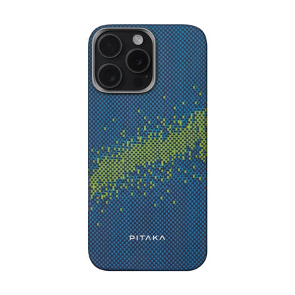 iPhone 15 Pro Max Kılıf M-safe Şarj Özellikli Lumintex Teknolojili Fosforlu Özellikli Aramid Fiber Pitaka Tactile Woven Starpeak Serisi Milky Way Galaxy Kapak