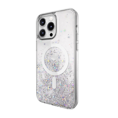 iPhone 15 Pro Max Kılıf M-safe Şarj Özellikli Parlayan Simli Şeffaf Lisanslı Switcheasy Starfield-M Kapak