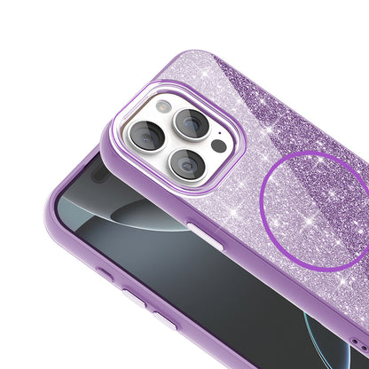 Apple iPhone 15 Pro Max Kılıf M-safe Şarj Özellikli Parlayan Simli Zore Okso Kapak