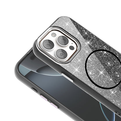 Apple iPhone 15 Pro Max Kılıf M-safe Şarj Özellikli Parlayan Simli Zore Okso Kapak