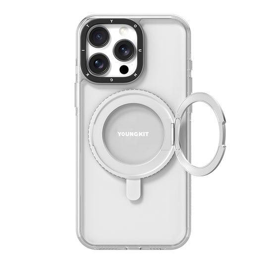 iPhone 15 Pro Max Kılıf M-safe Şarj Özellikli Parmak Ring Standlı Youngkit Pivot Serisi Kapak