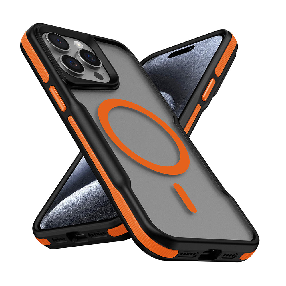 Apple iPhone 15 Pro Max Kılıf M-safe Şarj Özellikli Renkli Kenar Airbag Şeritli Zore Lamer Kapak