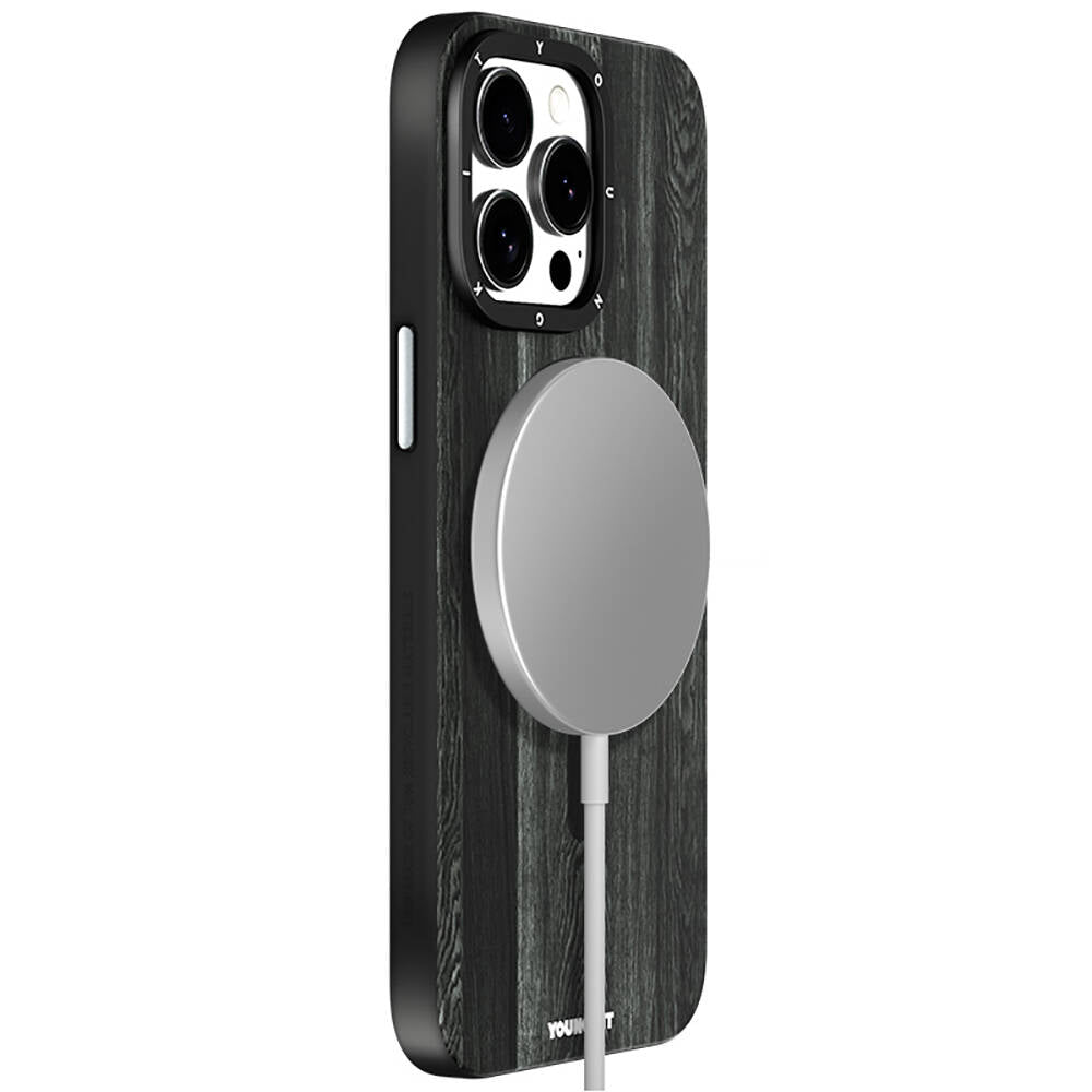 iPhone 15 Pro Max Kılıf M-safe Şarj Özellikli Sararmaya Dayanıklı Youngkit Wood Forest Serisi Kapak