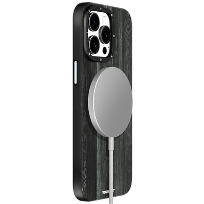 iPhone 15 Pro Max Kılıf M-safe Şarj Özellikli Sararmaya Dayanıklı Youngkit Wood Forest Serisi Kapak